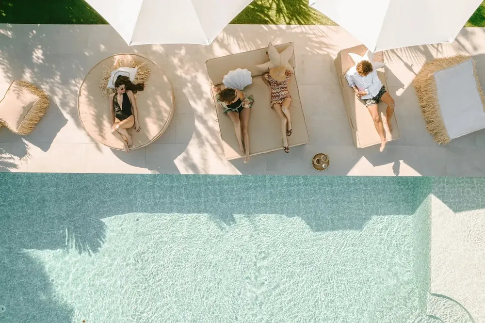 Transats - Lit bain de soleil rond effet raphia - MX HOME