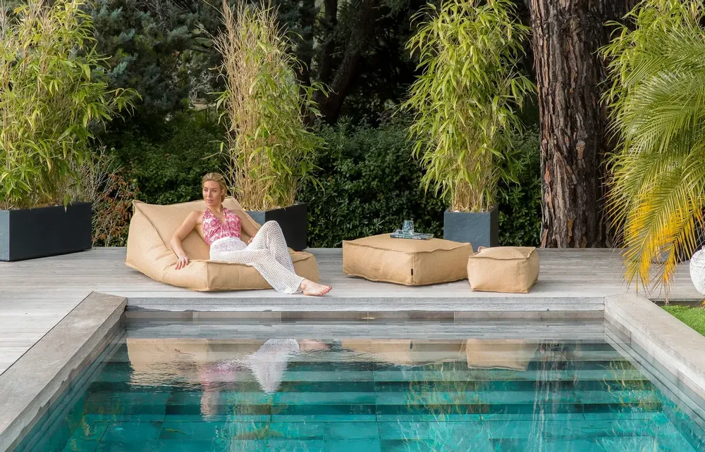 Transats - Bain de soleil flottant effet raphia - MX HOME