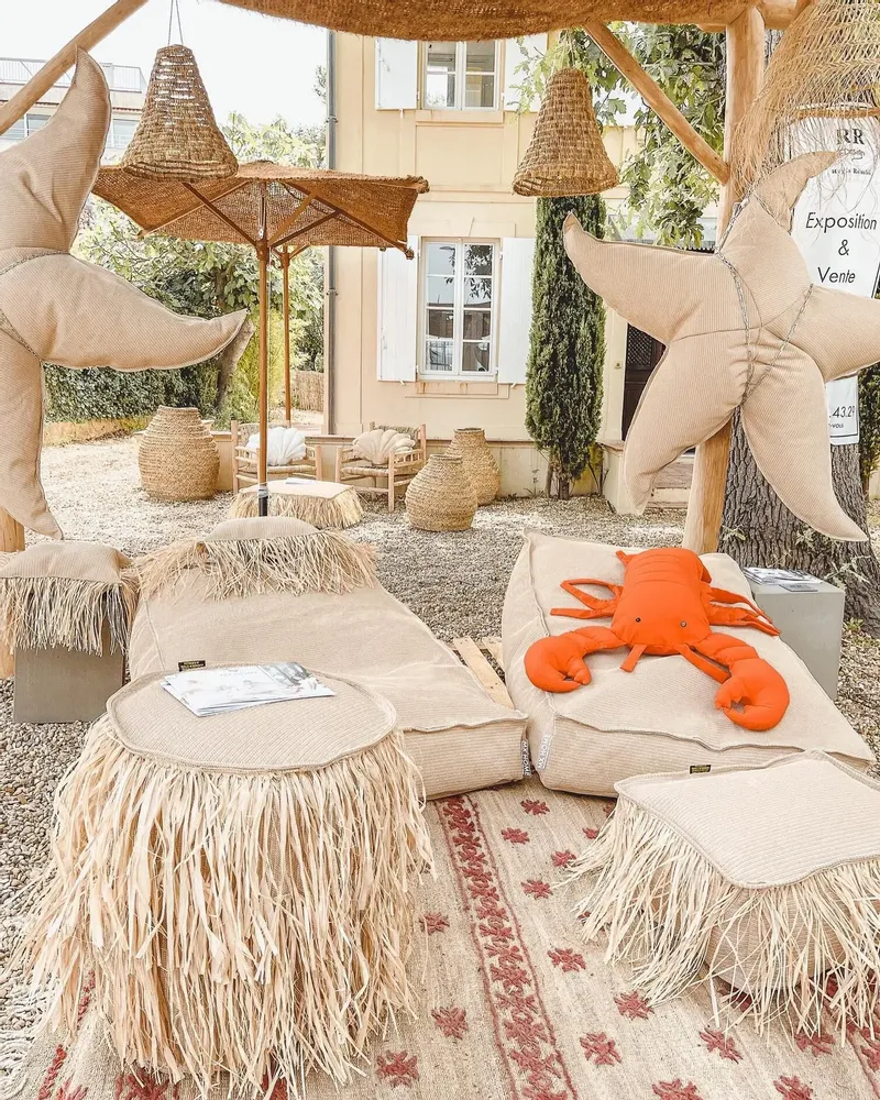 Transats - Bain de soleil flottant effet raphia - MX HOME