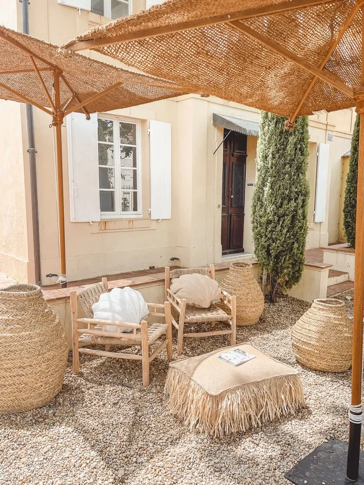 Coussins textile - Coussin extérieur coquillage effet raphia - MX HOME