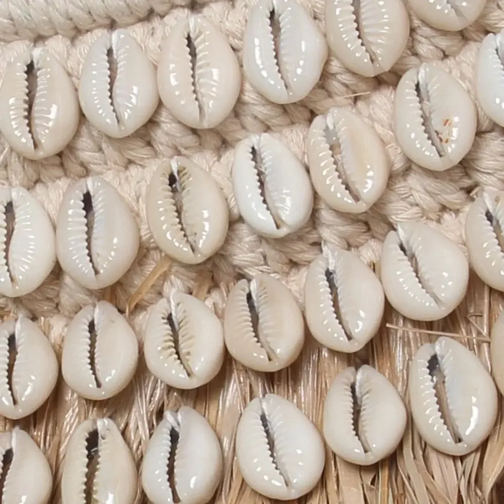 Mirrors - The Raffia Cowrie Mirror - Natural White - BAZAR BIZAR LIVING