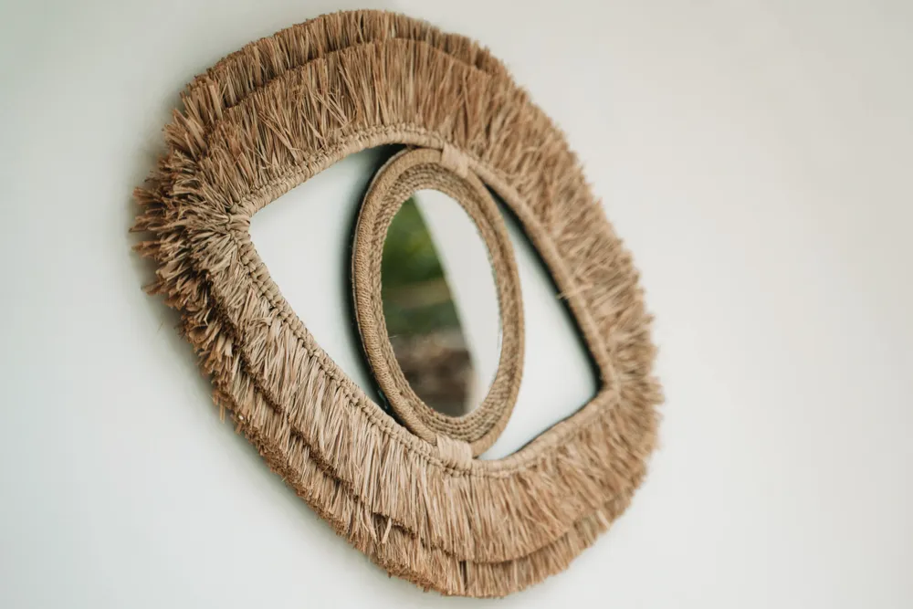 Mirrors - The Raffia Eye Mirror - Natural - M - BAZAR BIZAR LIVING