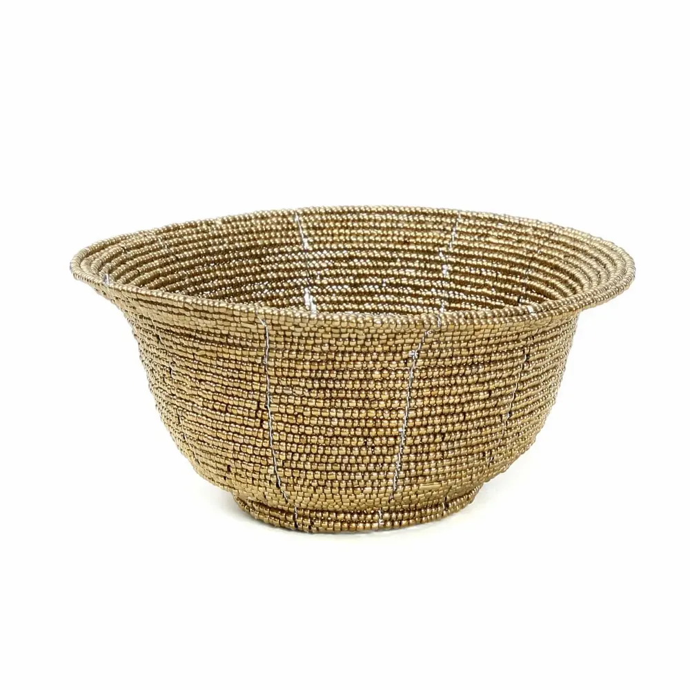 Caskets and boxes - The Beaded Bowl Low - Gold - S - BAZAR BIZAR LIVING