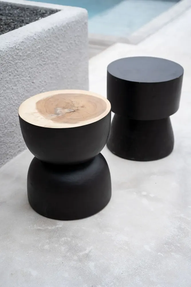 Tabourets - Le Tabouret Karbun - Noir Naturel - BAZAR BIZAR LIVING