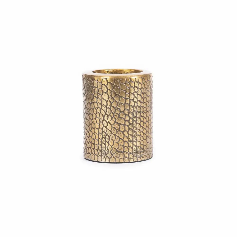 Candlesticks and candle holders - The Croco Candle Holder - Brass - L - BAZAR BIZAR LIVING