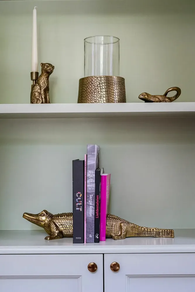 Candlesticks and candle holders - The Croco Candle Holder with Glass - Brass - L - BAZAR BIZAR LIVING