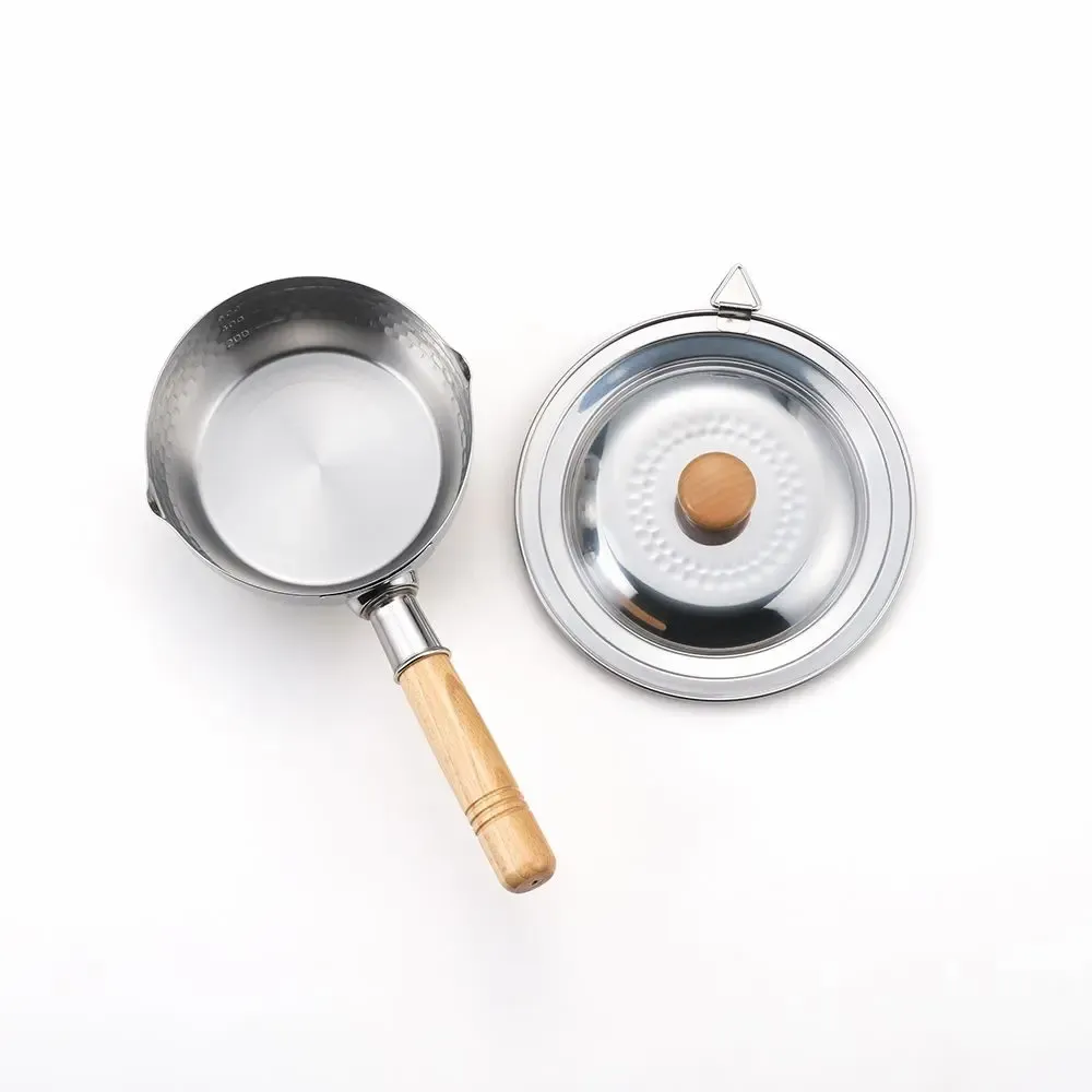 Saucepans  - 14 cm stainless steel saucepan, hammered with two spouts - Yukihira/YOSHIKAWA collection - ABINGPLUS