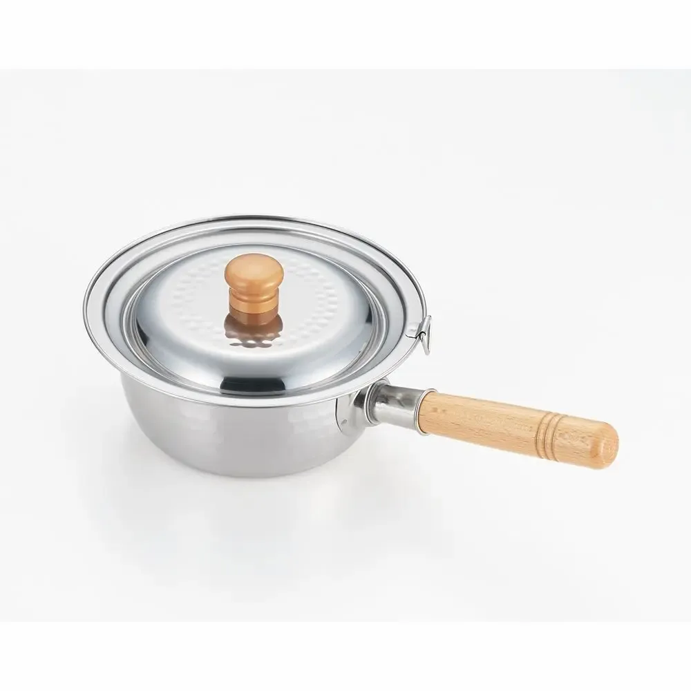 Saucepans  - 14 cm stainless steel saucepan, hammered with two spouts - Yukihira/YOSHIKAWA collection - ABINGPLUS