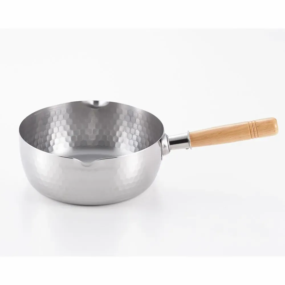 Casseroles - Casserole de 22 cm en acier inoxydable, martelées avec deux becs verseurs - collection Yukihira / YOSHIKAWA - ABINGPLUS