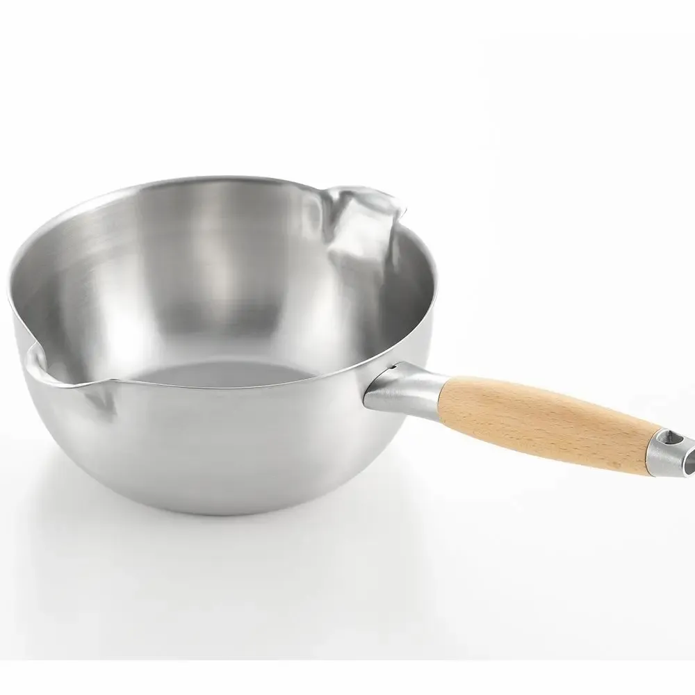 Casseroles - Casserole de 20 cm, en acier inoxydable, avec deux becs verseurs - collection Aikata / YOSHIKAWA - ABINGPLUS