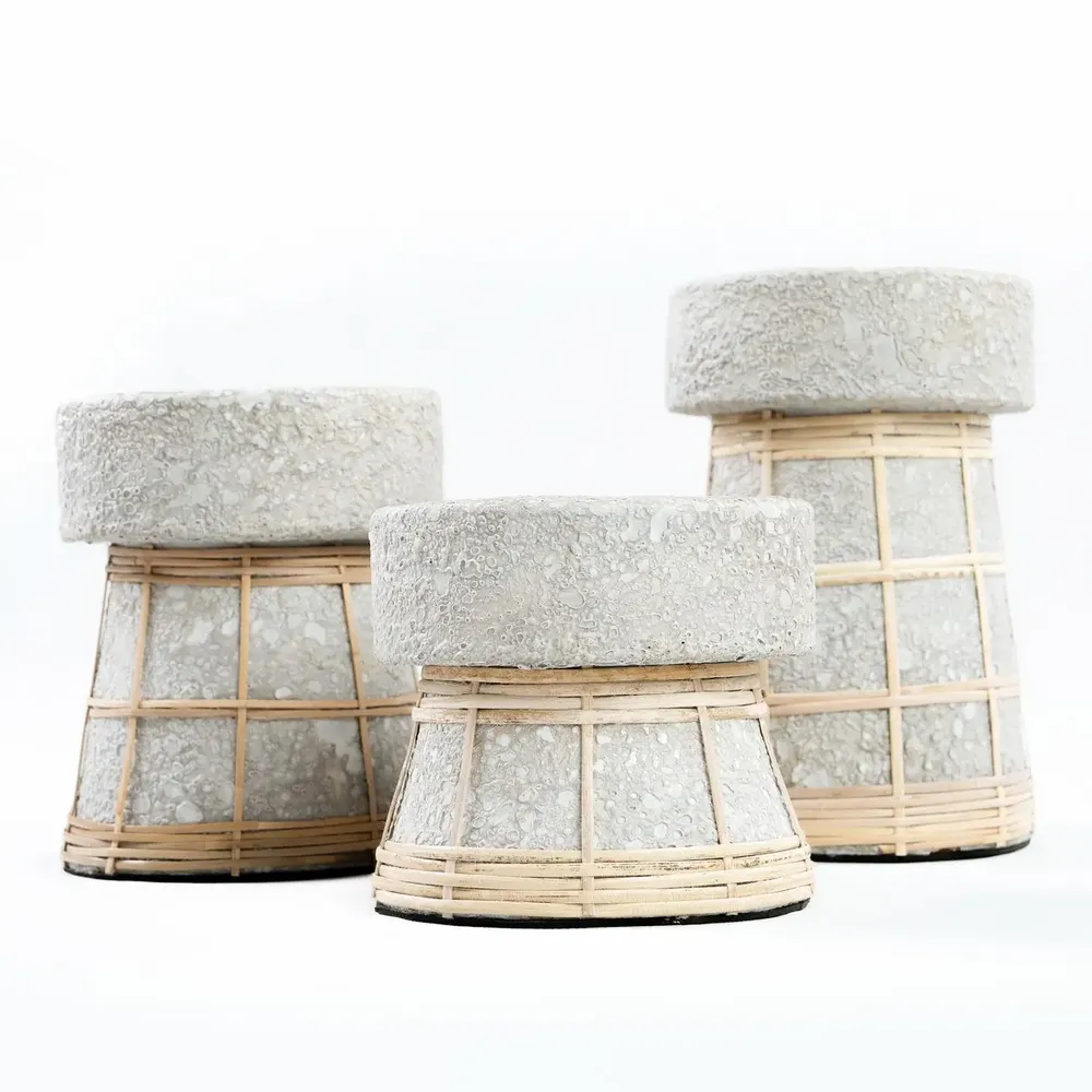 Candlesticks and candle holders - The Serene Candle Holder - Concrete Natural - L - BAZAR BIZAR LIVING