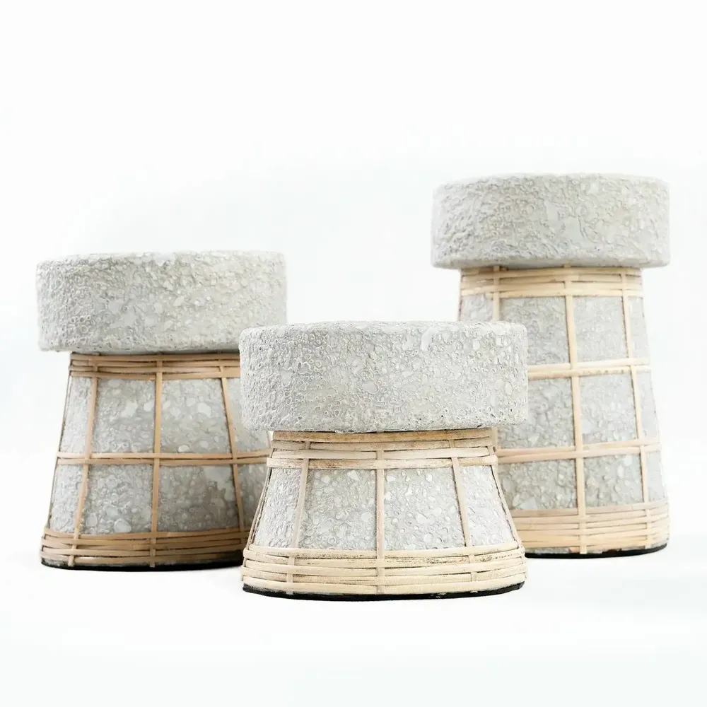 Bougeoirs et photophores  - Le Bougeoir Serene - Béton Gris Naturel - S - BAZAR BIZAR LIVING