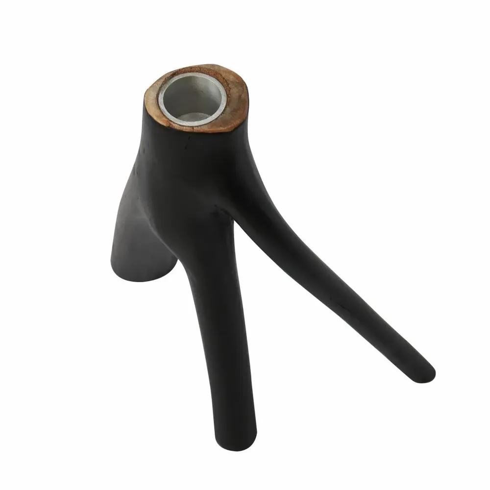 Candlesticks and candle holders - The Triple Twig Candle Holder - Black - BAZAR BIZAR LIVING