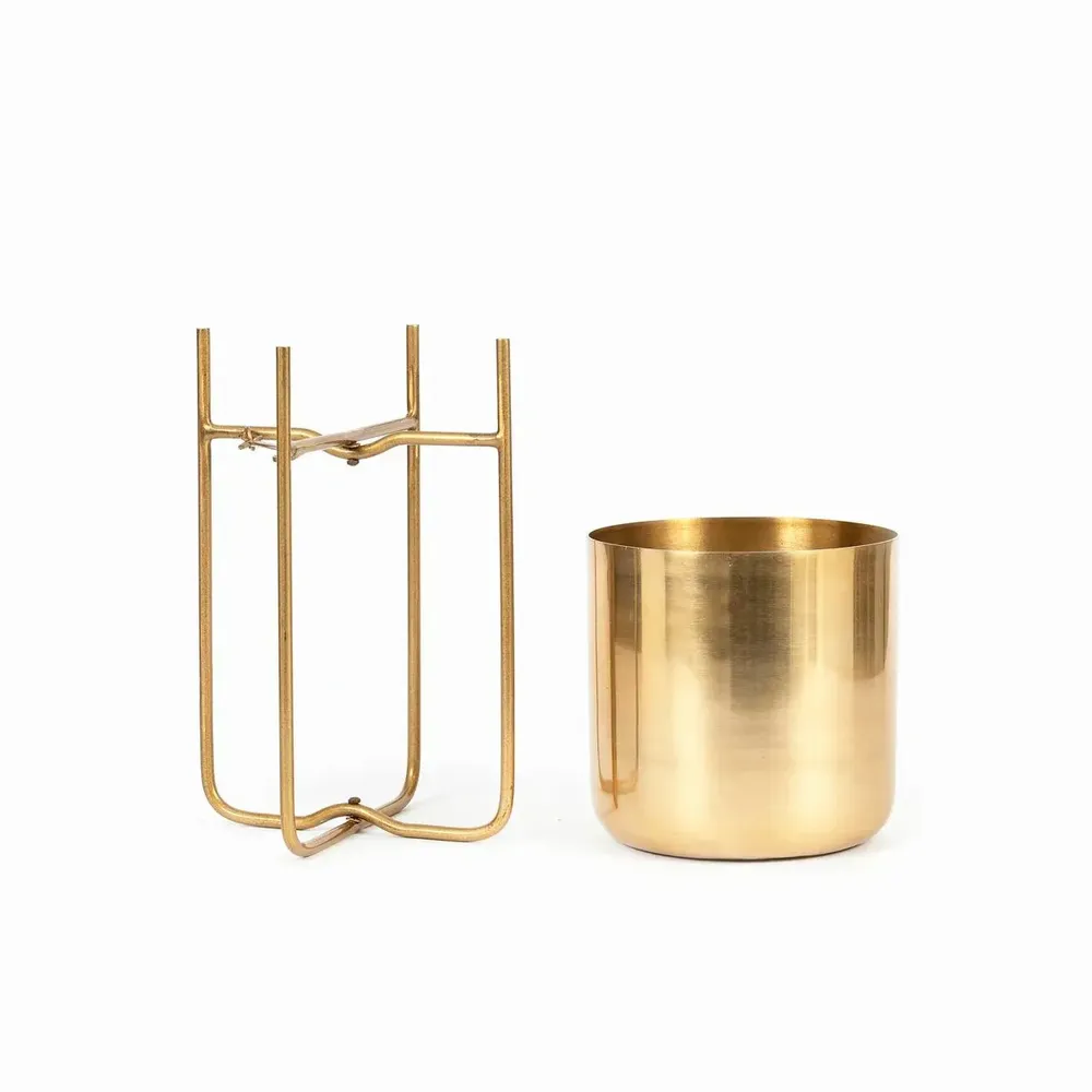 Vases - The Brass Planter on Stand - Brass - M - BAZAR BIZAR LIVING