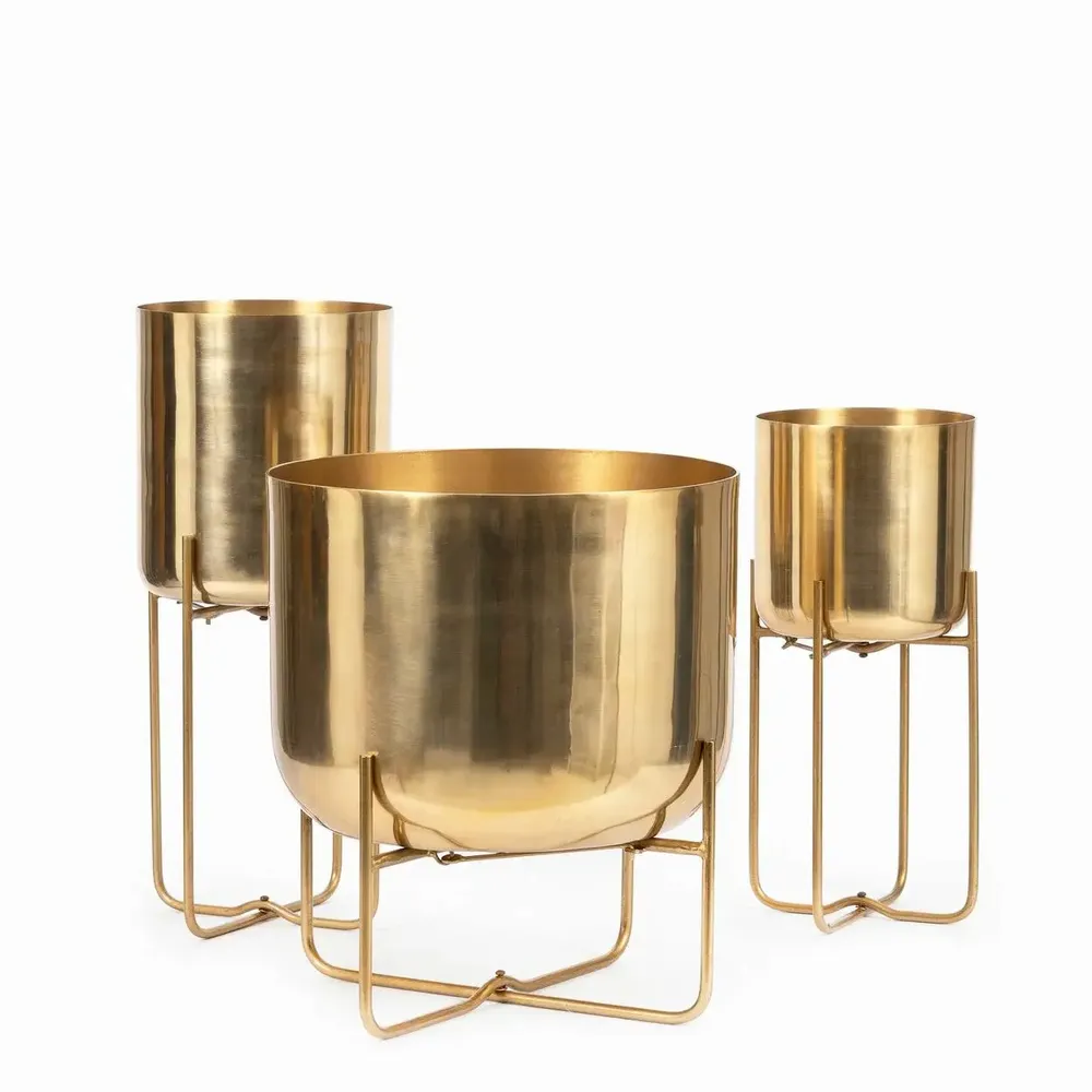 Vases - The Brass Planter on Stand - Brass - M - BAZAR BIZAR LIVING