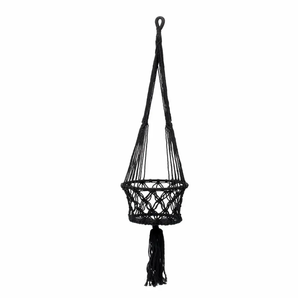 Vases - The Macrame Plant Holder - Black - L - BAZAR BIZAR LIVING