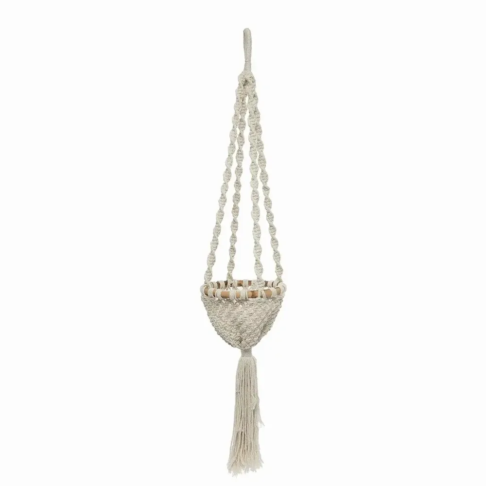 Vases - Le Porte-plante Macramé Twisted - Blanc Naturel - M - BAZAR BIZAR LIVING