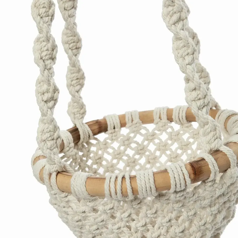 Vases - Le Porte-plante Macramé Twisted - Blanc Naturel - M - BAZAR BIZAR LIVING