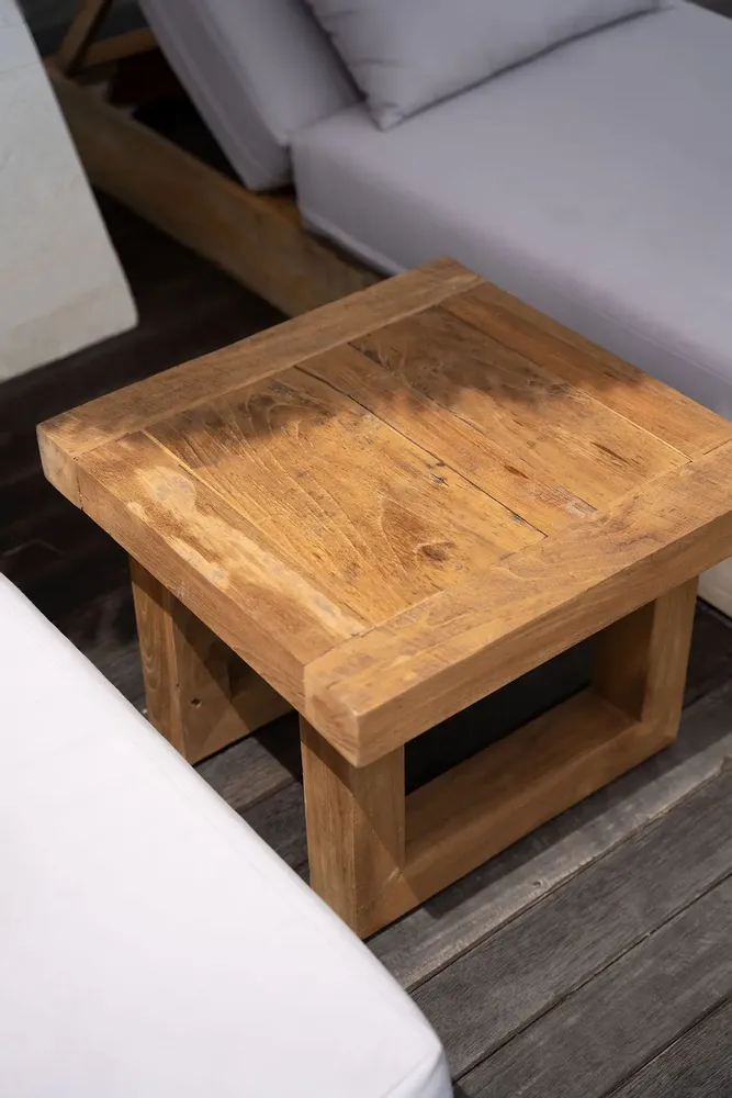 Coffee tables - The Reclaimed Teak Side Table - Natural - BAZAR BIZAR LIVING