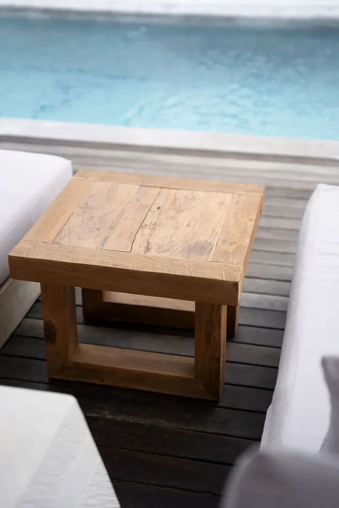Coffee tables - The Reclaimed Teak Side Table - Natural - BAZAR BIZAR LIVING