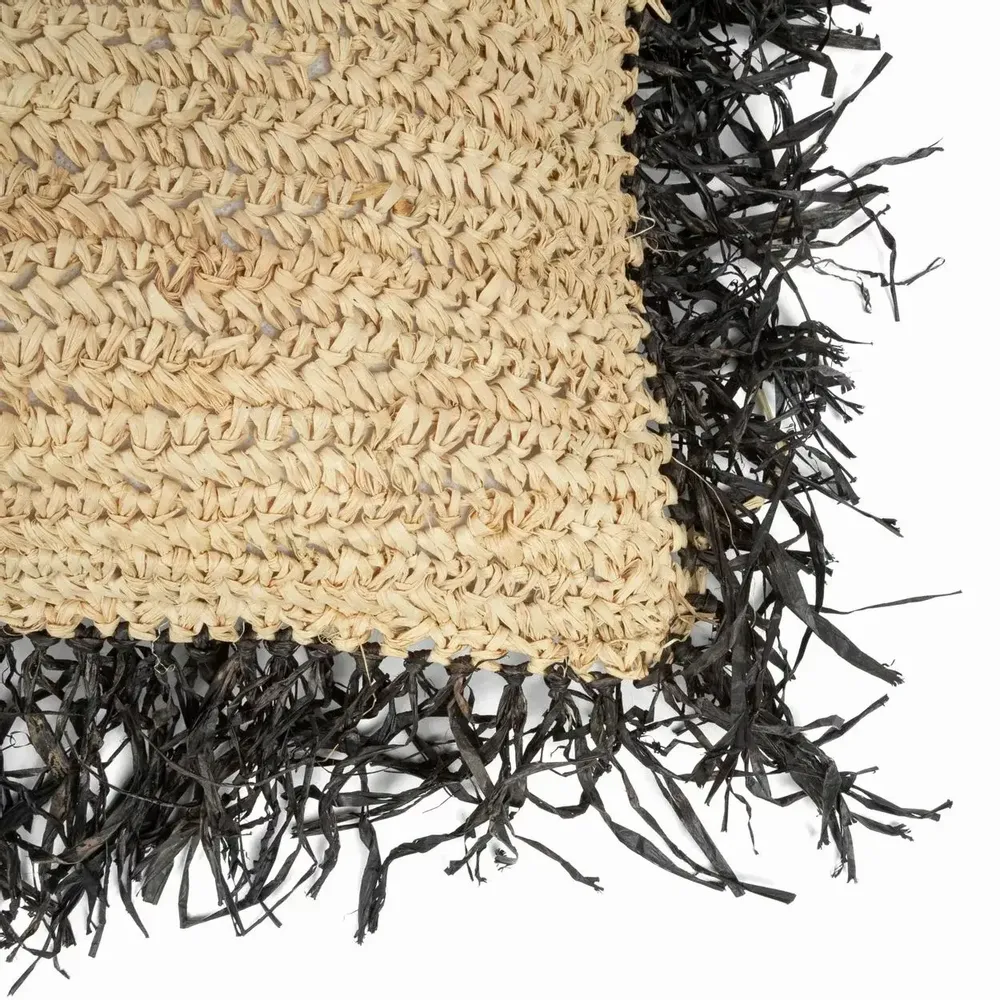 Cushions - The Raffia Cushion Cover Square - Natural Black - 60x60 - BAZAR BIZAR LIVING