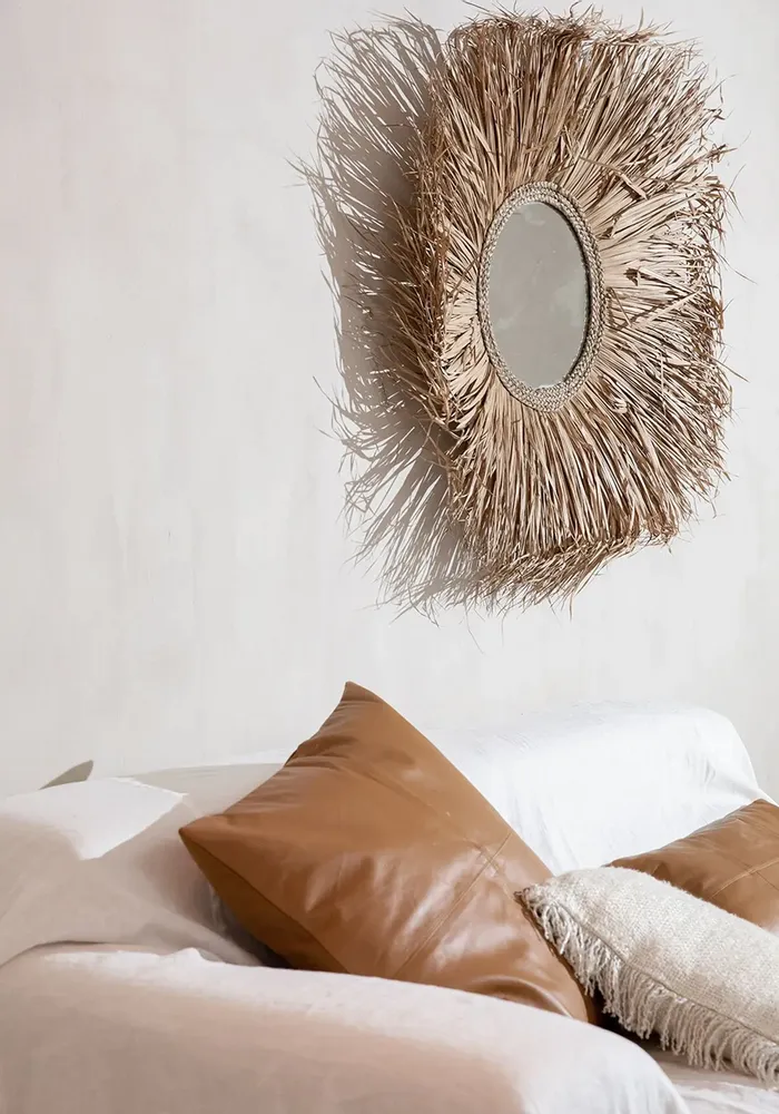 Cushions - The Four Panel Leather Cushion Cover - Camel - 40x40 - BAZAR BIZAR LIVING