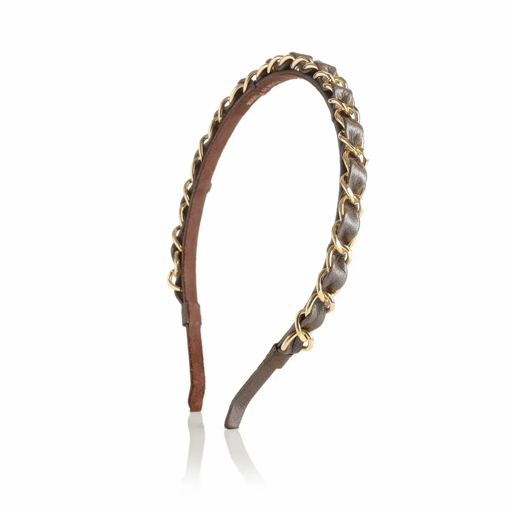 Serre-tête - Serre-tête en cuir et chaine dorée KELLY - VALÉRIE VALENTINE