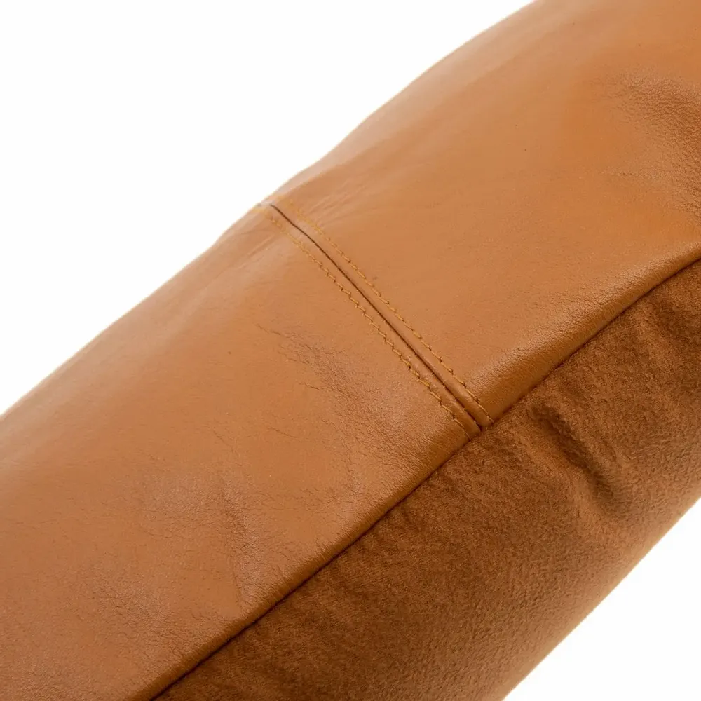 Cushions - The Six Panel Leather Cushion Cover - Camel - 30x50 - BAZAR BIZAR LIVING