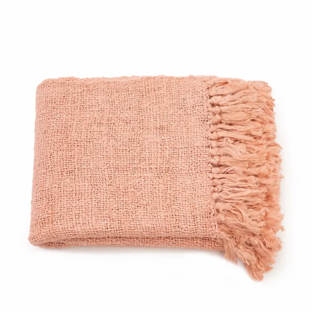 Throw blankets - The s'il vous Plaid - Salmon Pink - BAZAR BIZAR LIVING