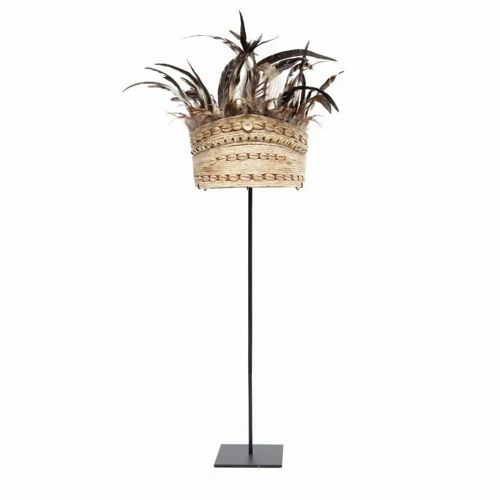 Objets de décoration - Guinea Feather Hat Sur Pied - Noir Naturel - BAZAR BIZAR LIVING
