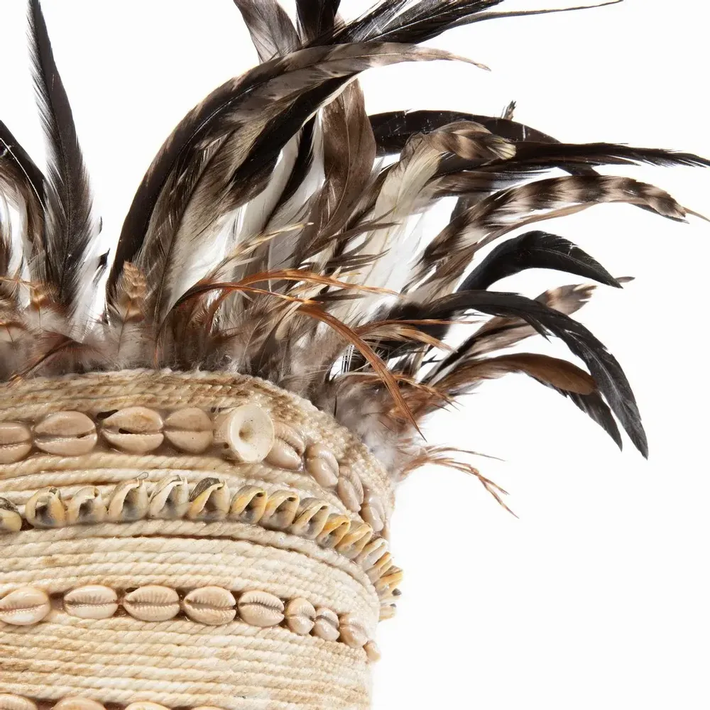 Objets de décoration - Guinea Feather Hat Sur Pied - Noir Naturel - BAZAR BIZAR LIVING