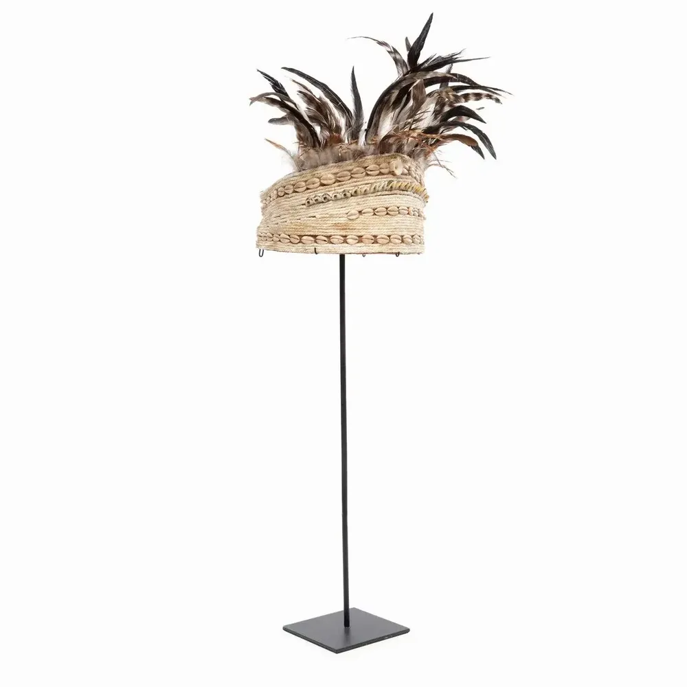 Objets de décoration - Guinea Feather Hat Sur Pied - Noir Naturel - BAZAR BIZAR LIVING