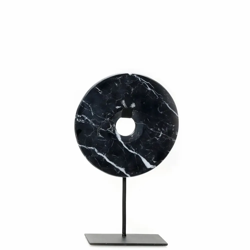Decorative objects - The Marble Disc on Stand - Black - M - BAZAR BIZAR LIVING