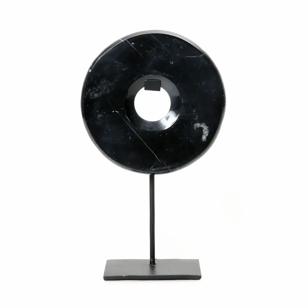 Decorative objects - The Marble Disc on Stand - Black - M - BAZAR BIZAR LIVING