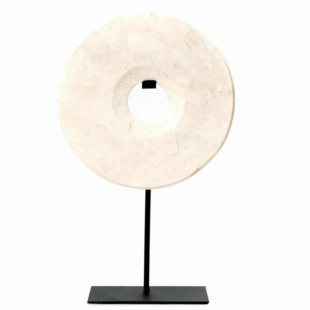 Decorative objects - The Marble Disc on Stand - White - L - BAZAR BIZAR LIVING