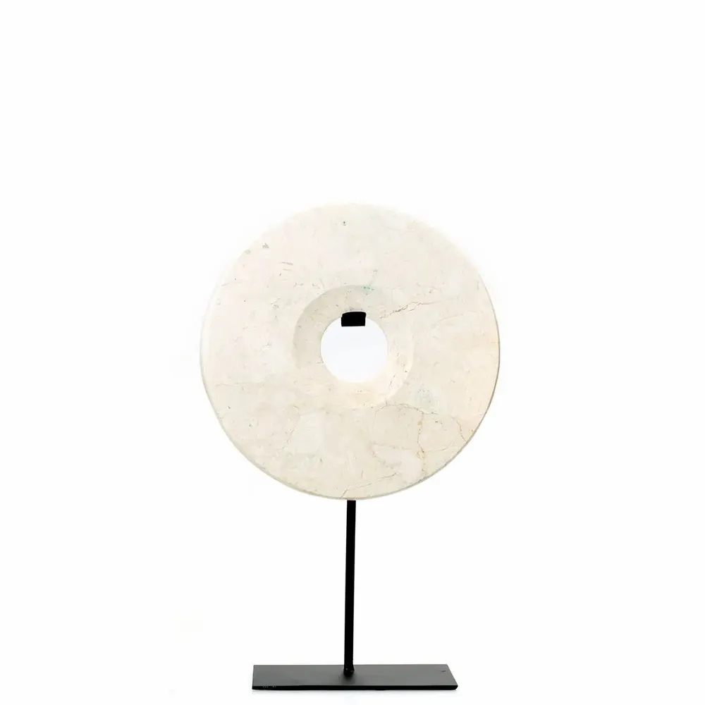 Decorative objects - The Marble Disc on Stand - White - M - BAZAR BIZAR LIVING