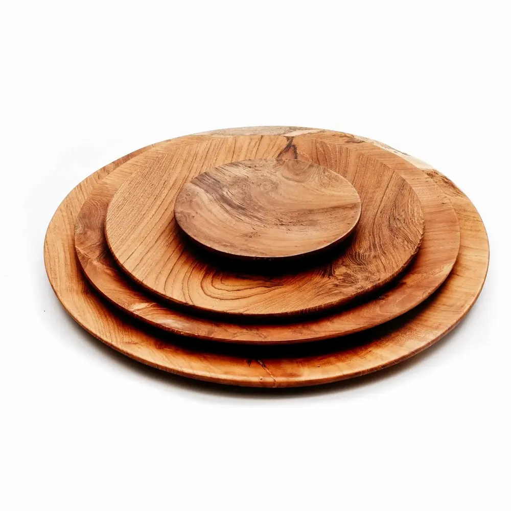 Platter and bowls - The Teak Root Round Plate - M - BAZAR BIZAR LIVING