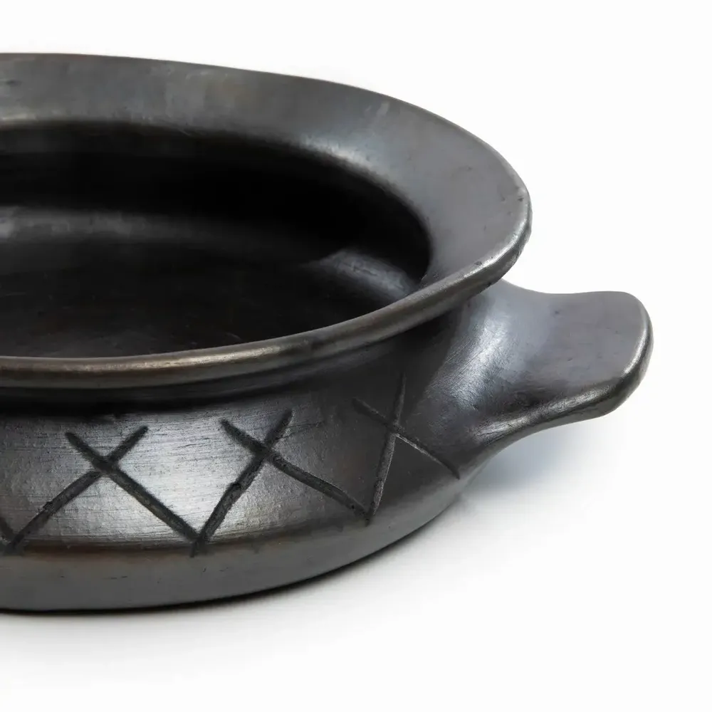 Plats et saladiers - Le Pot Ovale Brûlé avec Motif et Poignées Latérales - Noir - BAZAR BIZAR LIVING
