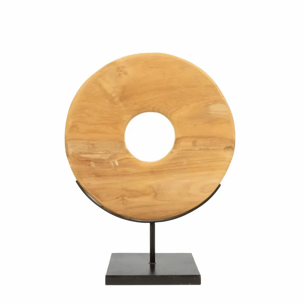 Decorative objects - The Teak Disc on Stand - M - BAZAR BIZAR LIVING