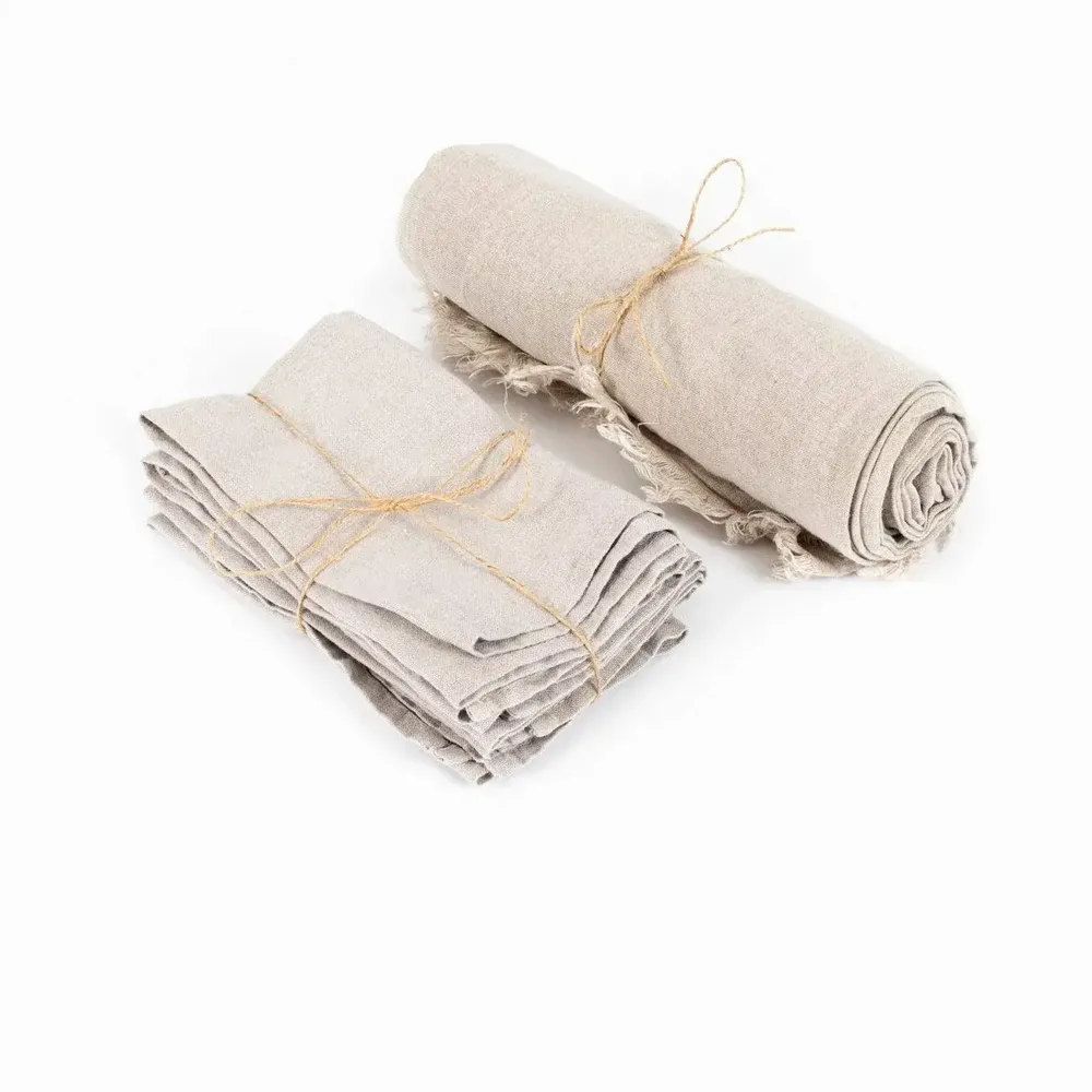 Table linen - The Linen Tablecloth - Beige - 150x150 - BAZAR BIZAR LIVING