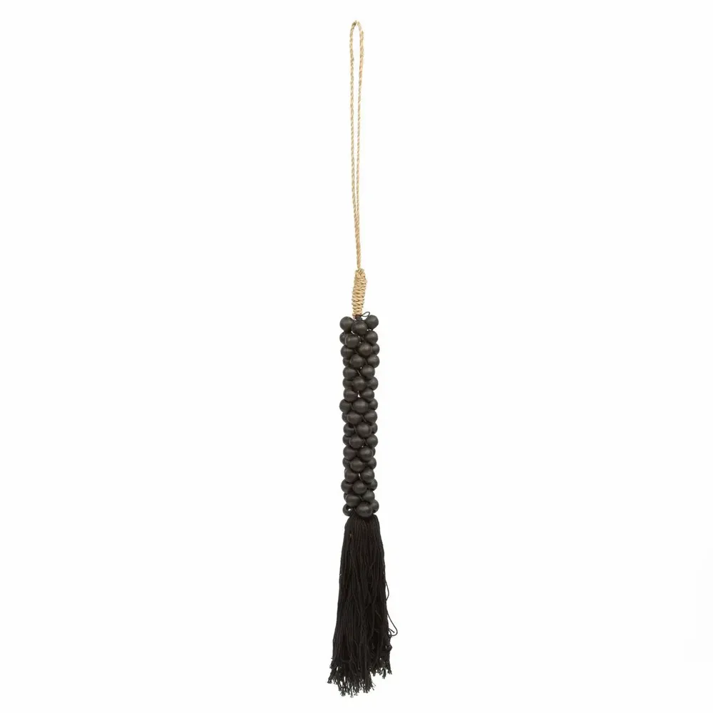 Objets de décoration - Les perles en bois avec pompon en coton - noires - BAZAR BIZAR LIVING