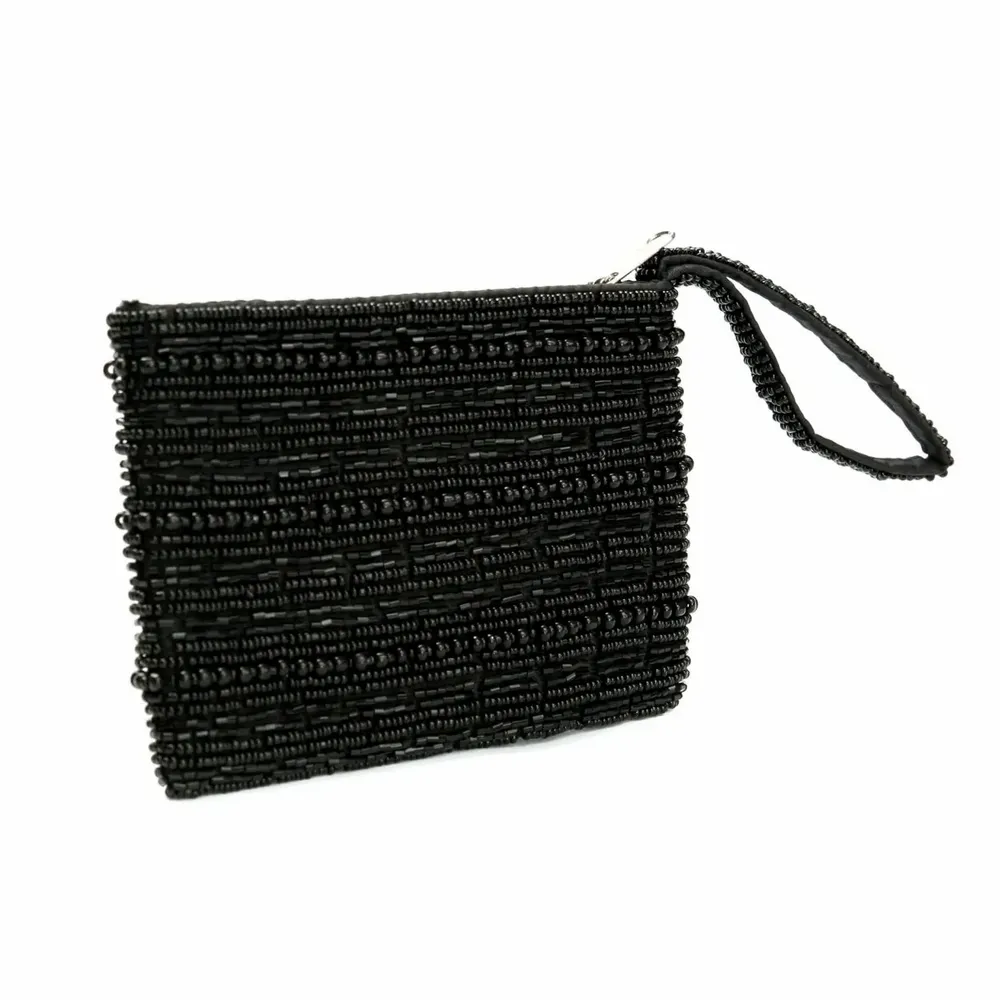Clutches - The Black Beaded Wallet - BAZAR BIZAR LIVING
