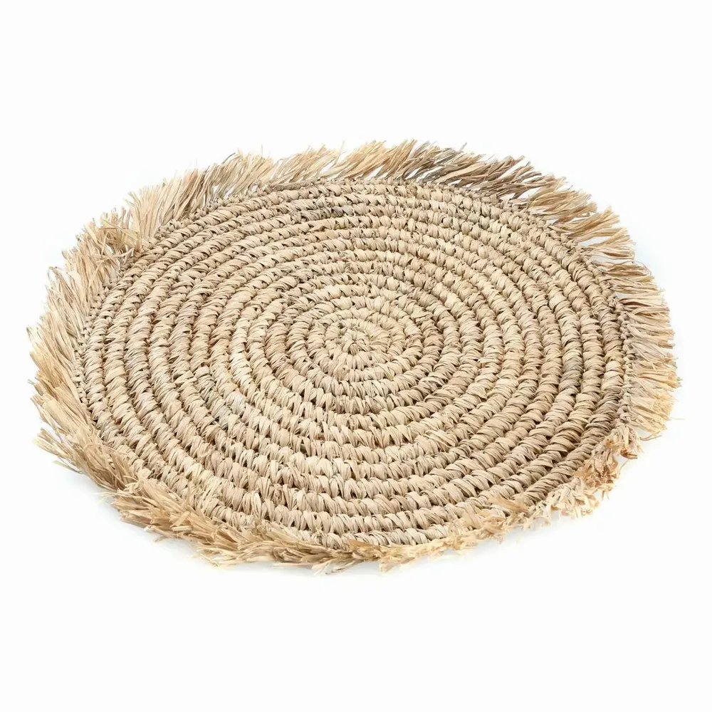 Placemats - The Fringe Raffia Placemat Round - Natural - BAZAR BIZAR LIVING