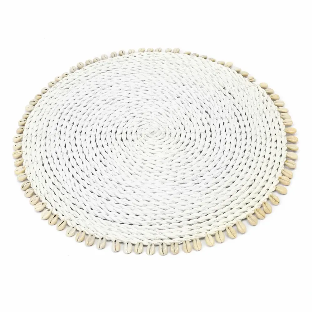 Placemats - The Seagrass Shell Placemat - White - BAZAR BIZAR LIVING