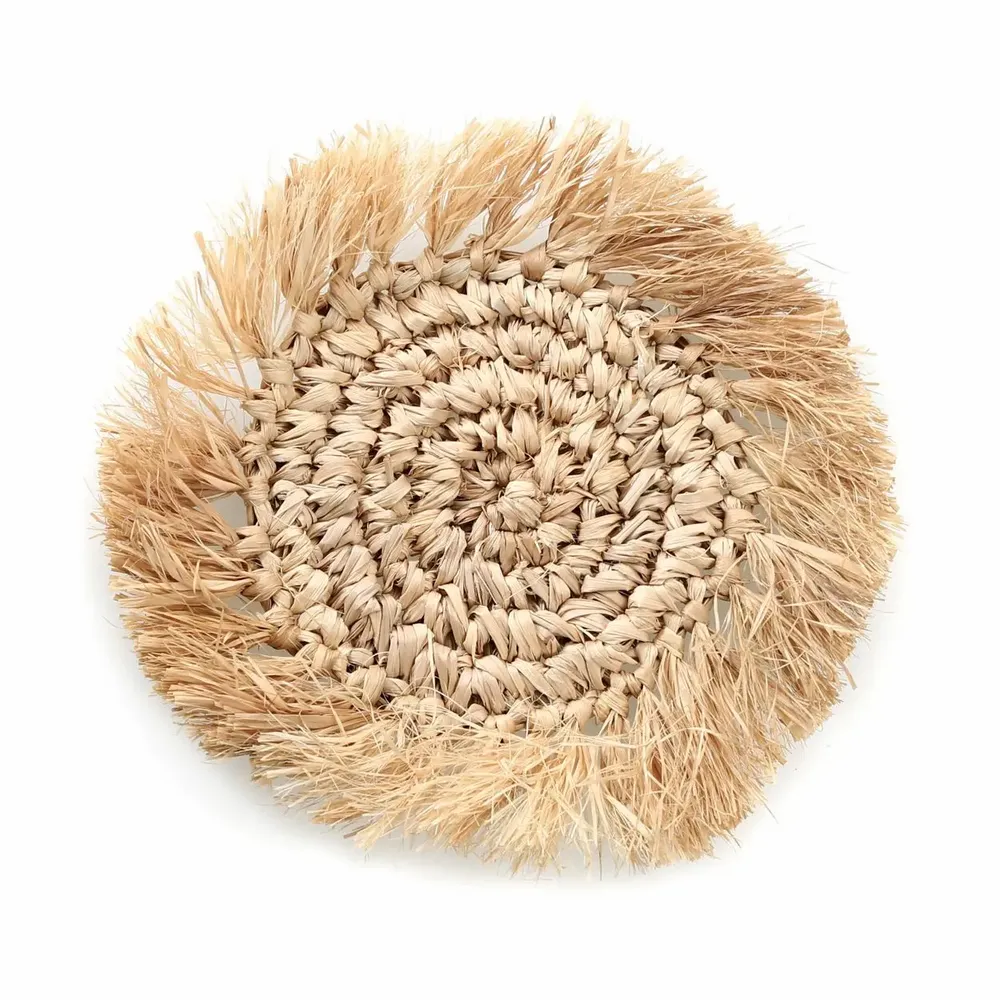 Placemats - The Fringe Raffia Coaster - Natural - BAZAR BIZAR LIVING
