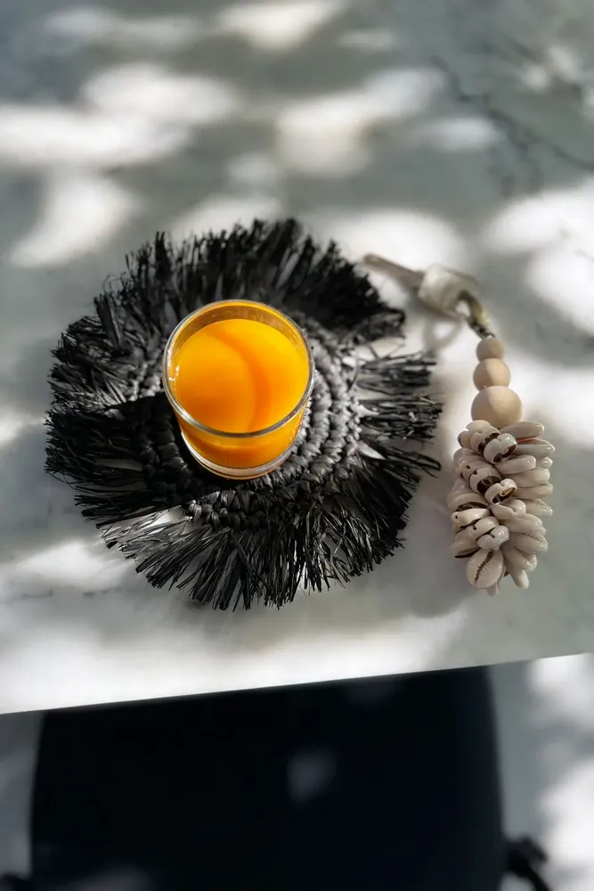 Placemats - The Fringe Raffia Coaster - Black - BAZAR BIZAR LIVING