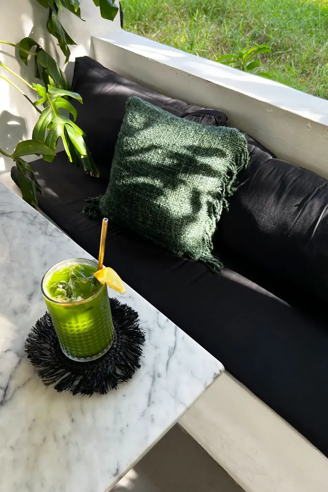 Placemats - The Fringe Raffia Coaster - Black - BAZAR BIZAR LIVING