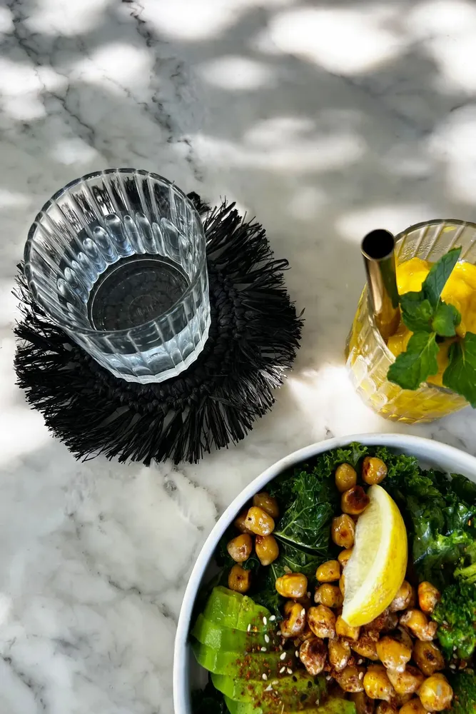 Placemats - The Fringe Raffia Coaster - Black - BAZAR BIZAR LIVING