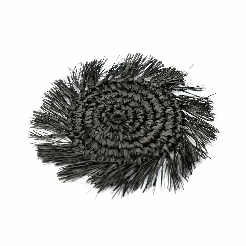 Placemats - The Fringe Raffia Coaster - Black - BAZAR BIZAR LIVING