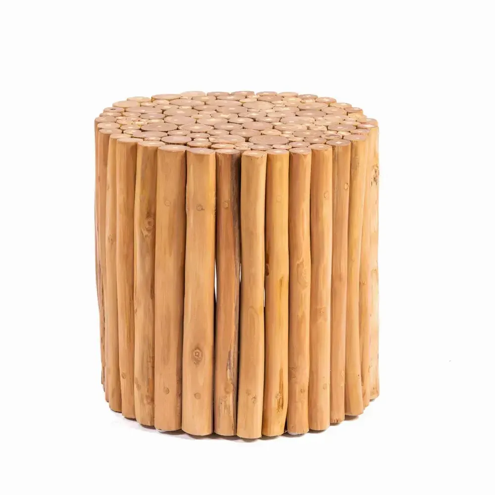 Coffee tables - Round teak side table - JATI - HYDILE